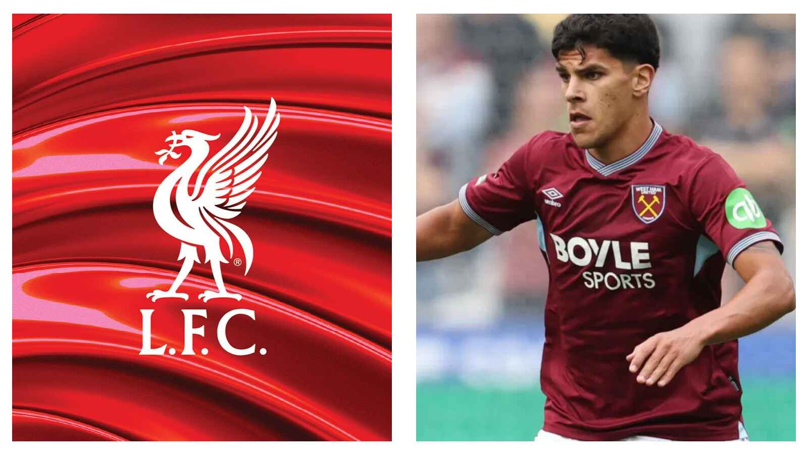 Liverpool logo Mateus Fernandes West Ham