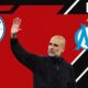 Pep Guardiola, Man City and Marseille logos