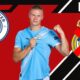 Erling Haaland, Manchester City & Real Madrid logo