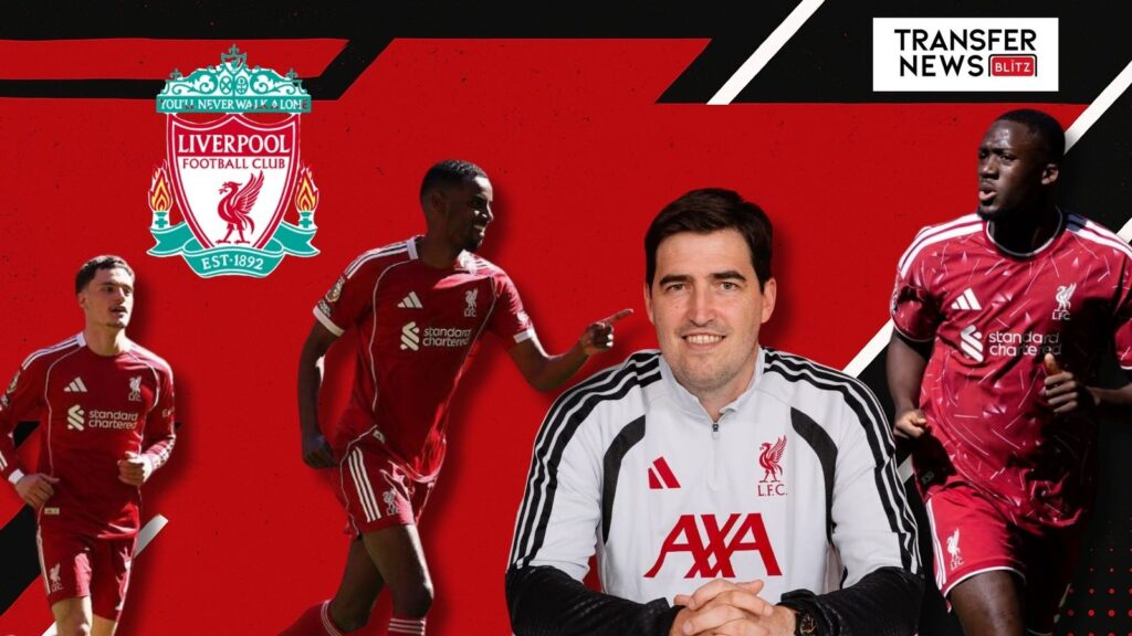 Liverpool's Andoni Iraola, Alexander Isak and Florian Wirtz & Ibrahima Konate
