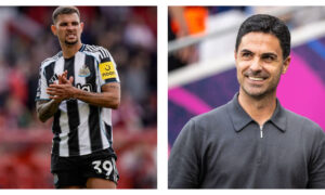 Newcastle's Bruno Guimaraes & Arsenal manager Mikel Arteta