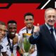 Real Madrid's Florentino Perez Kylian Mbappe, Jude Bellingham and Vinicius Jr.
