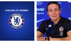 Chelsea FC Women logo and Sonia Bompastor