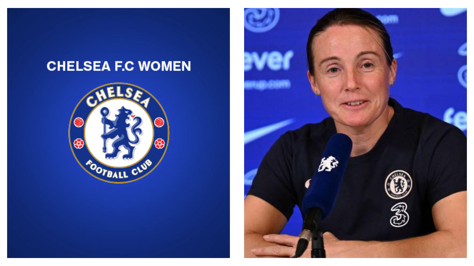 Chelsea FC Women logo and Sonia Bompastor