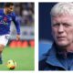 Iliman Ndiaye and David Moyes of Everton